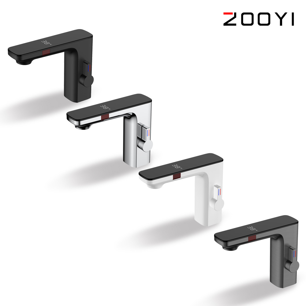 Zhongyi Cross-Border Source Intelligent Double Induction Water Basin Faucet Bathroom Basin Digital Display Induction Faucet Water Tap