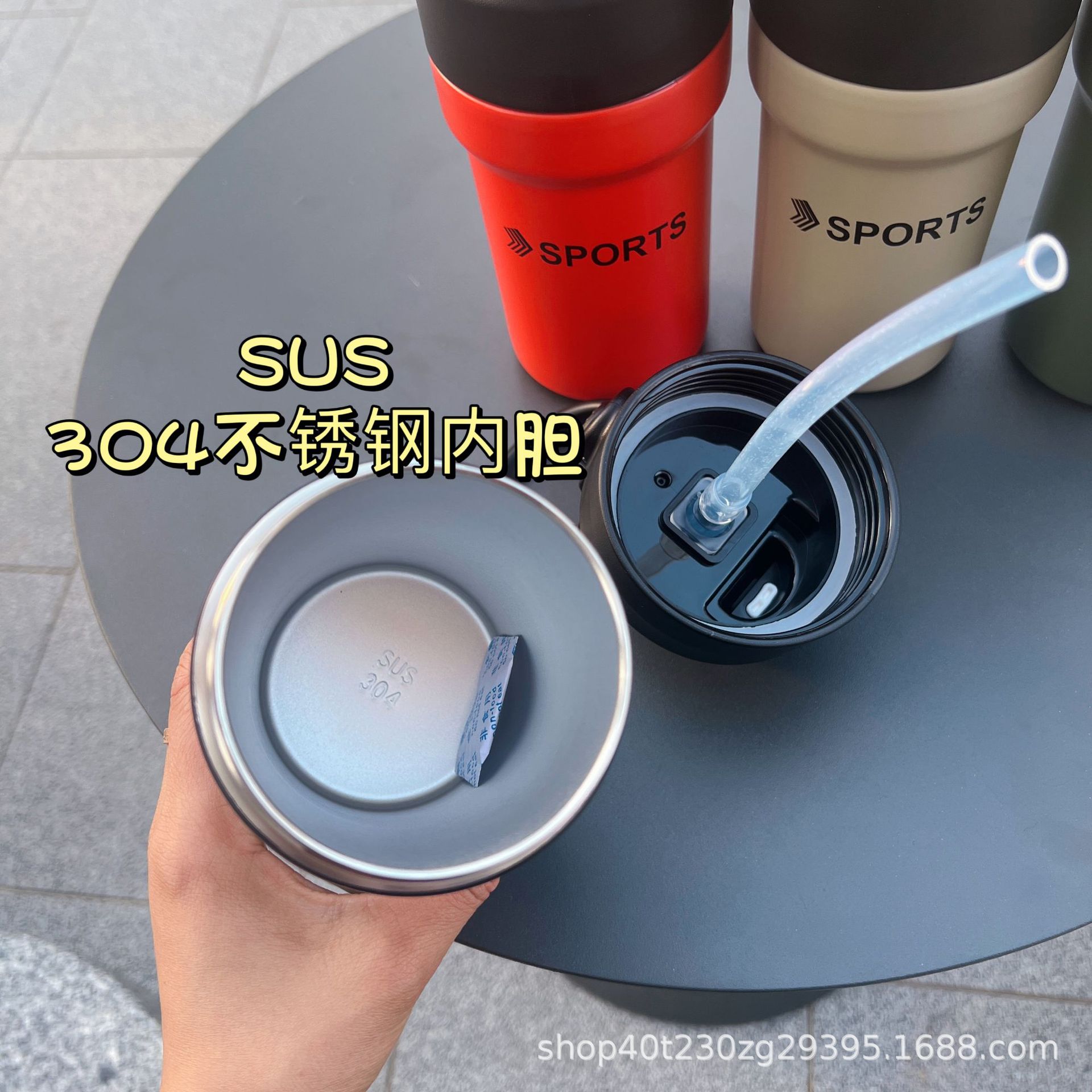New Coffee Cup Male and Female Students Good-looking Heat and Cold Insulation Water Cup Outdoor Office Double Drink Straw Thermal Insulation Cup