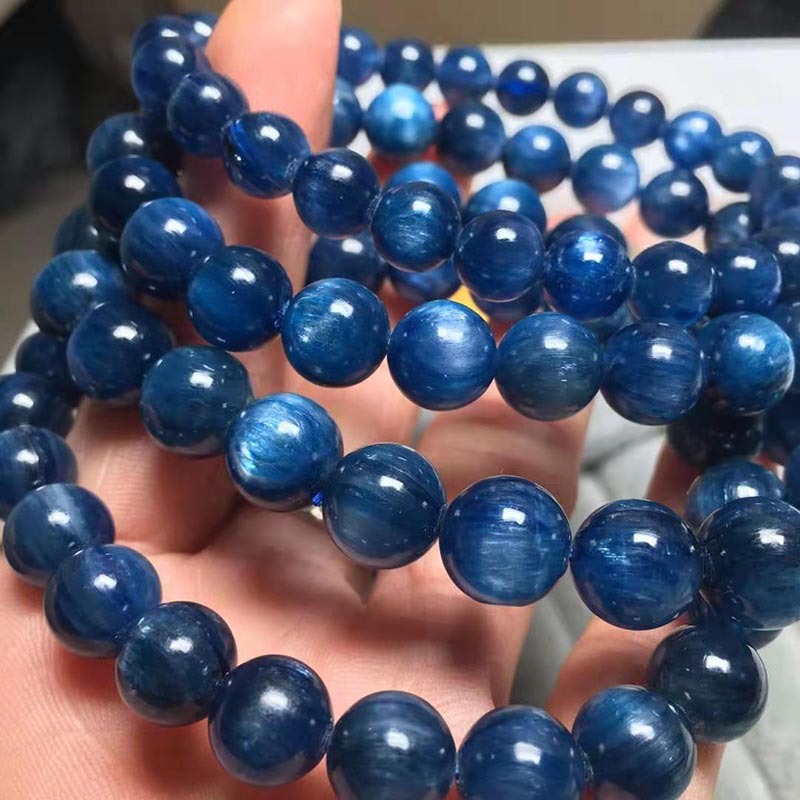 厂家批发 天然蓝晶石单圈手链 男女款diy饰品 带眼蓝绒晶水晶手串