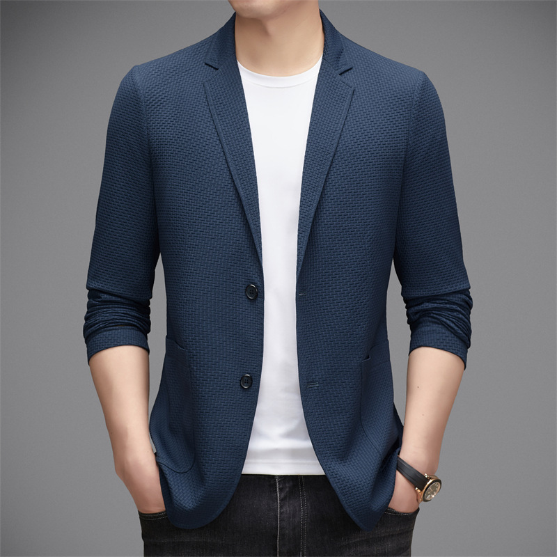 品牌西服外套男春夏季单排两粒扣休闲商务修身小西装便服单西外套