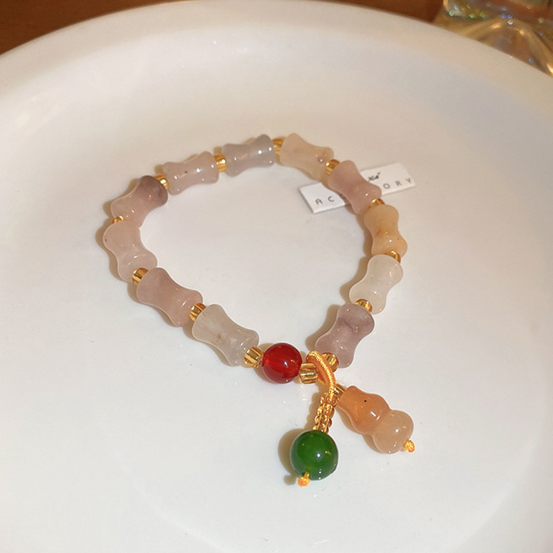 Gourd Jade Beaded Bracelet New Chinese Niche Elastic Strawberry Quartz Bracelet Personalized Bracelet All-Match Jewelry Wholesale