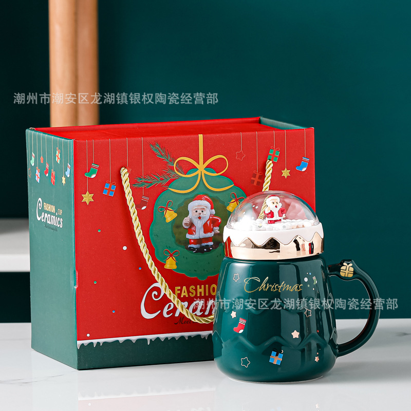 Creative Christmas Gift Mug Cartoon Cute Birthday Gift Box Planet Ceramic Cup Gold Jewelry Gift