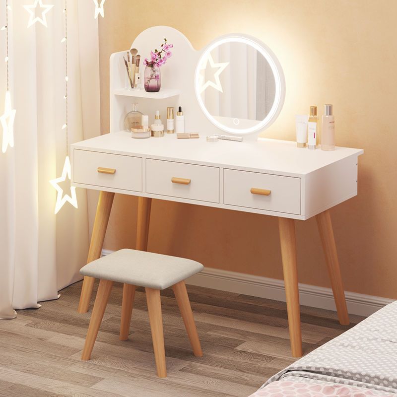 现代简约少女北欧风梳妆台卧室网红ins带灯触屏化妆桌收纳柜-阿里巴巴