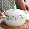 双耳汤碗单个家用陶瓷面碗9英寸大号汤盆带盖品锅创意个性骨瓷碗