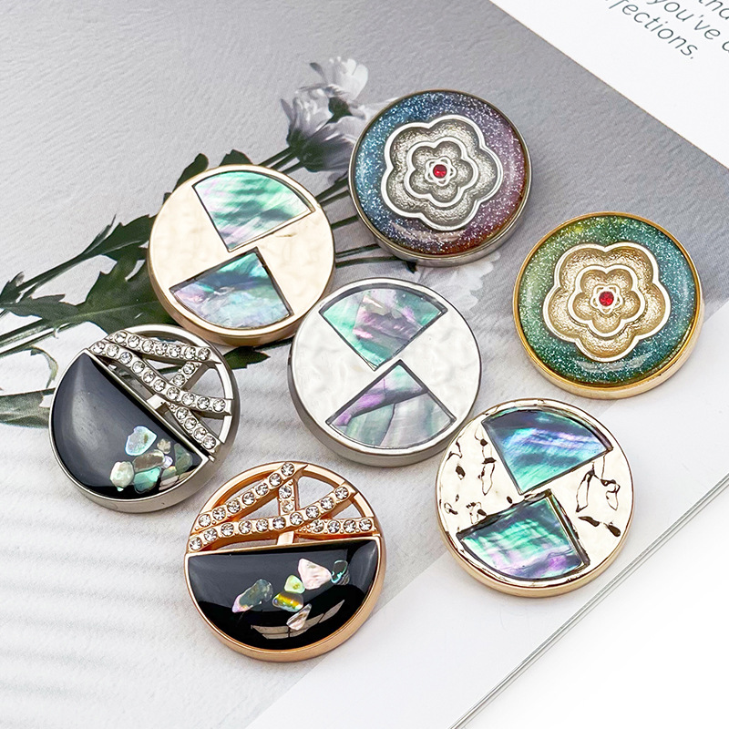 时尚镶贝母金属纽扣花朵幻彩滴胶组合扣子女装上衣羊绒毛呢大衣扣