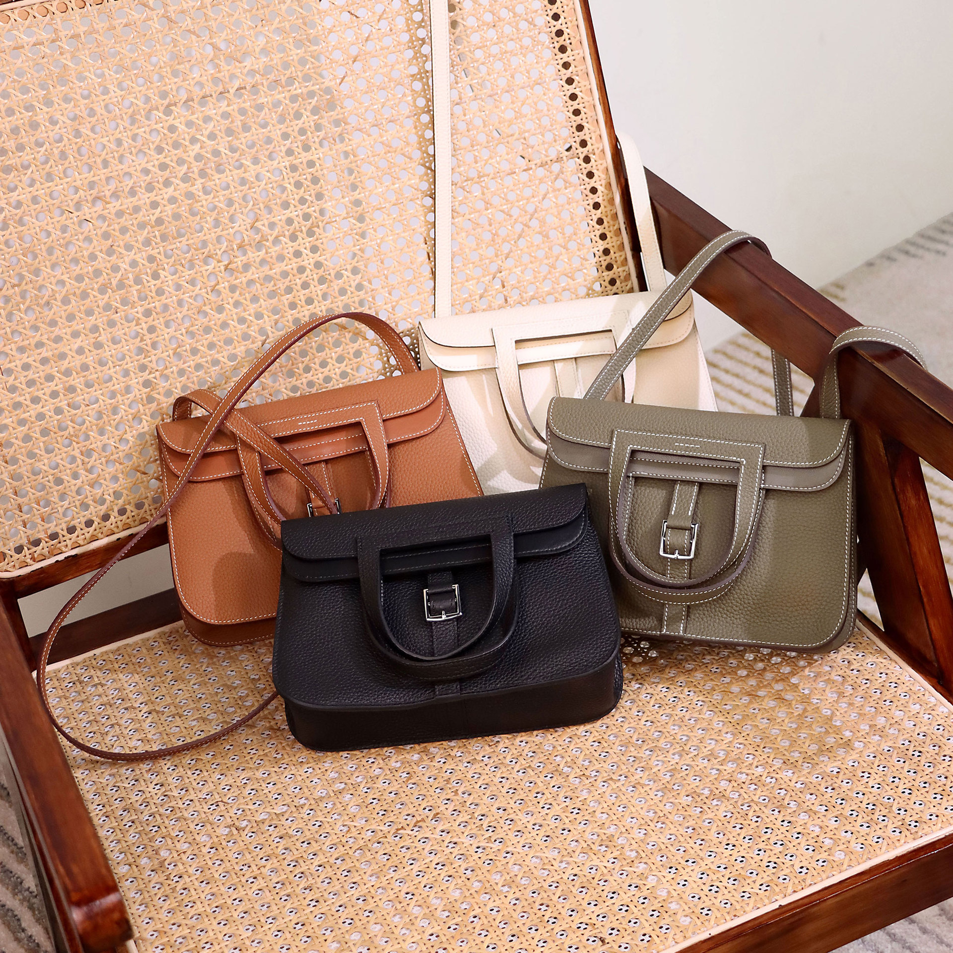 新款哈赞包头层牛皮马蹄包单肩斜挎包真皮包通勤百搭高级感2024新