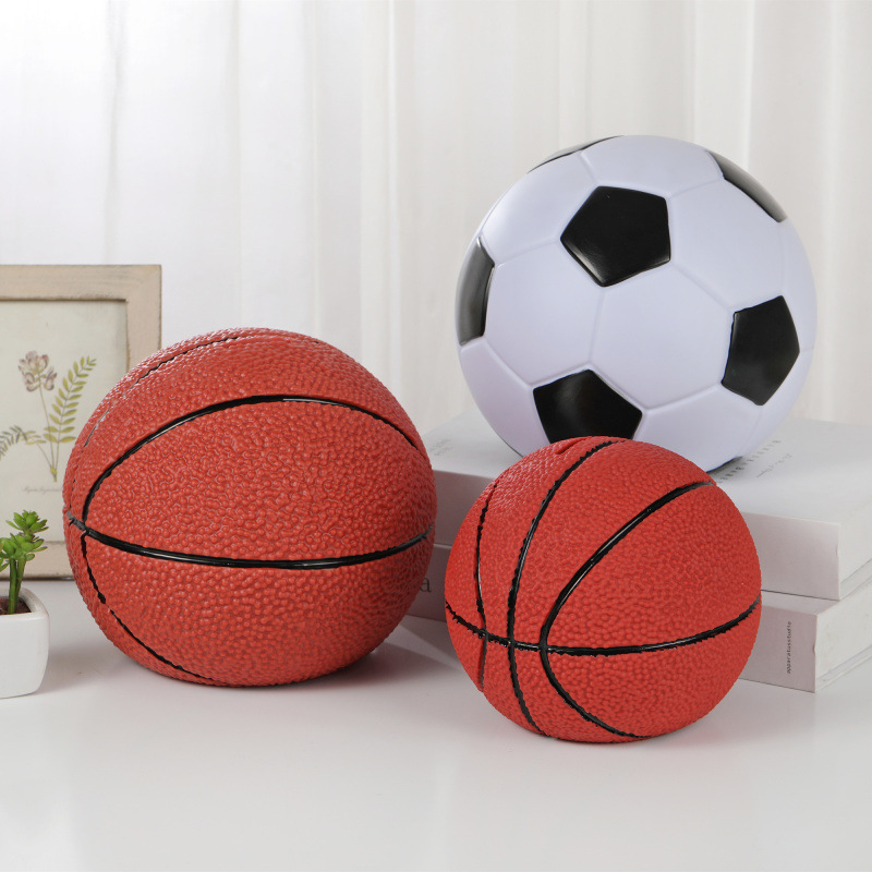 Factory Wholesale Basketball Football Coin Bank Vinyl Drop-Resistant Children Saving Box Student Gift Creative Home Decoration