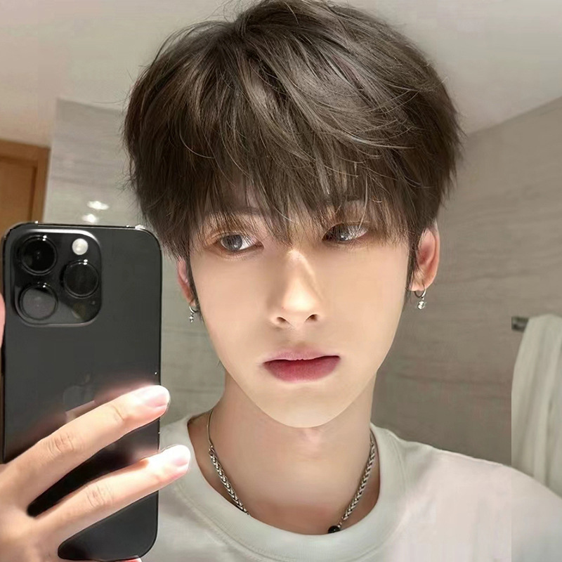 假发男冷棕色短发阳光少年日常微分时尚帅气日常自然全头套式