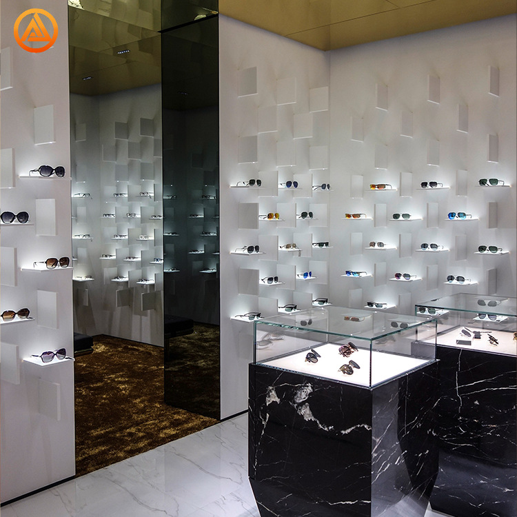 眼镜专营店墙面太阳眼镜展示架时尚饰品展示货架不锈钢玻璃陈列柜