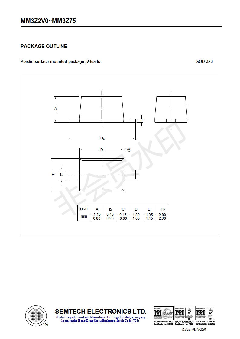 mm3z6v8 sod-323 6v8 稳压二极管 st先科 系列现货供应