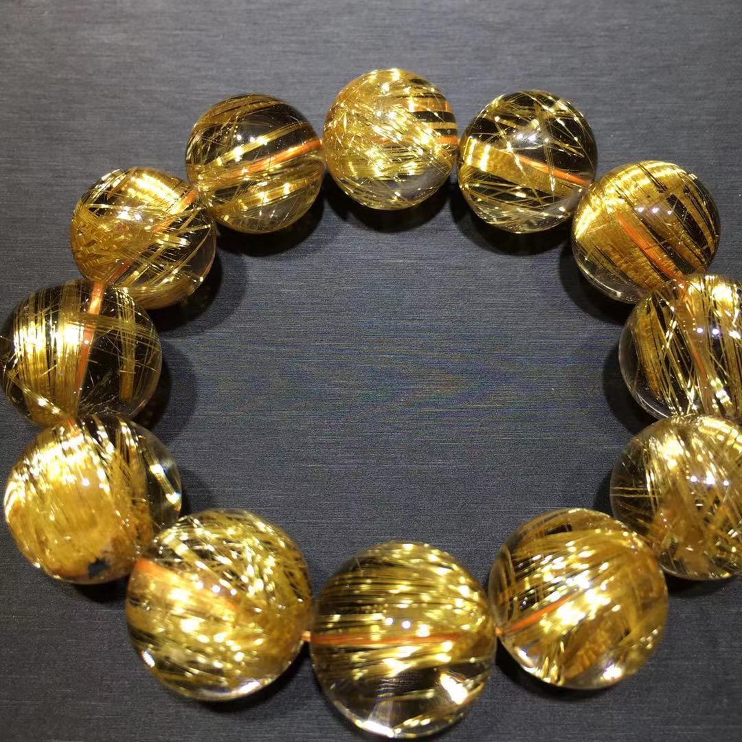 天然金钛晶手串金发晶手链黄钛晶猫眼效应发晶手串一物一图手串