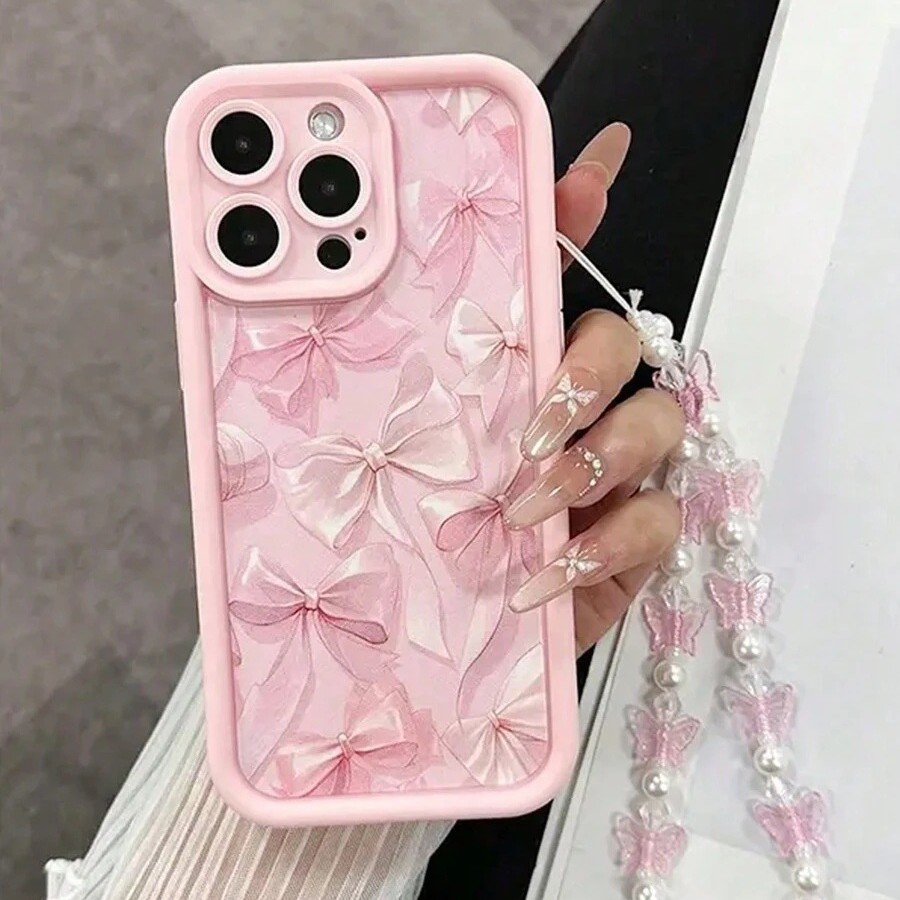 带挂链蝴蝶结iPhone16/15ProMax手机壳苹果14/13手链12pro跨境11