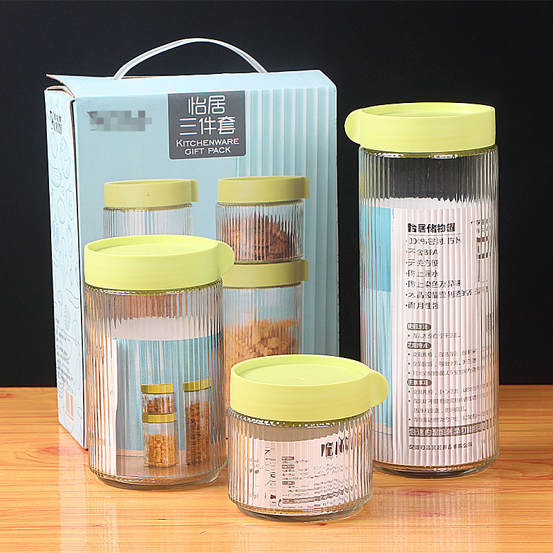 Kitchen Sealed Glass Jar Cereals Storage Jar 10 PCs Set Dried Fruit Tea Storage Box Activity Gift