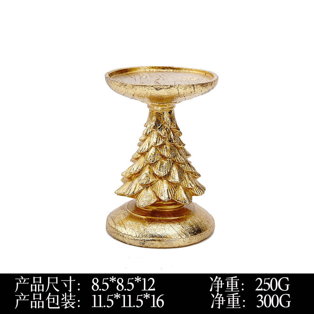 Retro Christmas Tree Candlestick Decoration Ins Style European Home Living Room Desktop Decorative Crafts Resin Candlestick