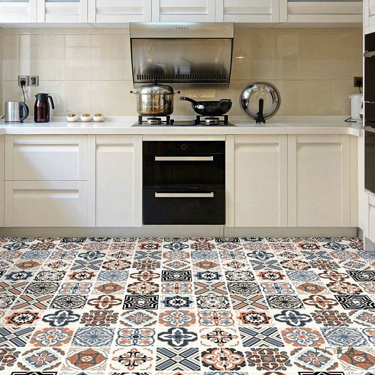 厨房地板贴纸卫生间防水防滑浴室加厚自粘PVC宿舍瓷砖地面翻新贴