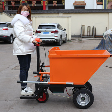 建筑工地电动手推三轮车搬运灰斗车平板拉砖车 农用自卸翻斗车