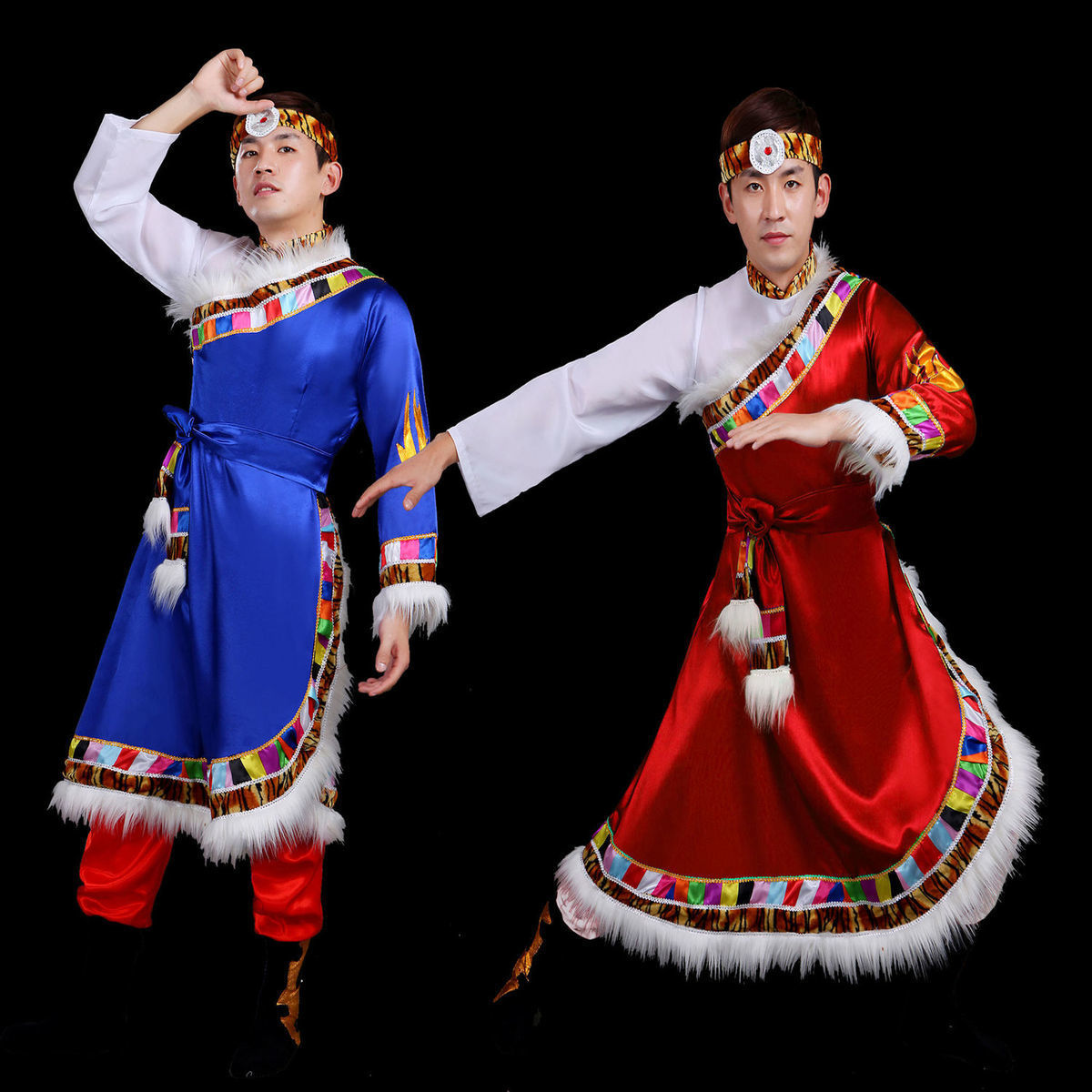 少数民族男藏族舞蹈演出服舞台表演服西藏男士藏袍套装服装节日服