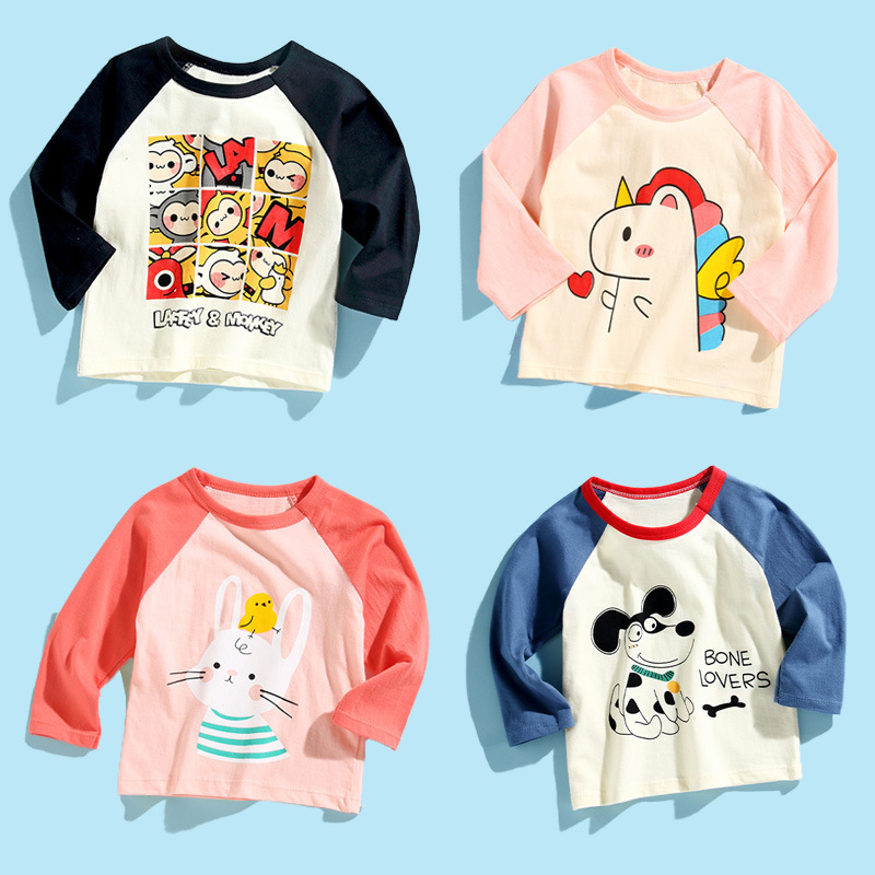 Babies' Long Sleeve T-shirt Cotton Sweater Boys and Girls Bottoming Shirt Baby One-Piece Spring Children's Wear Top One Piece Dropshipping