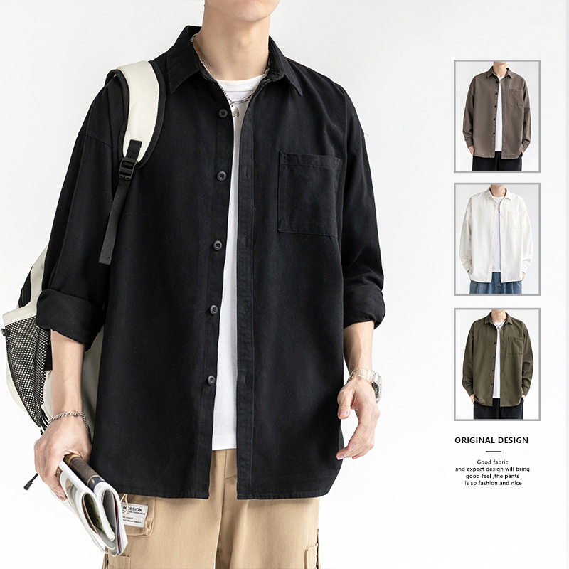 Shirt Men's 2023 Spring and Summer New Men's Long Sleeve Korean Style Youth Lapel Business Casual Cardigan Shirt