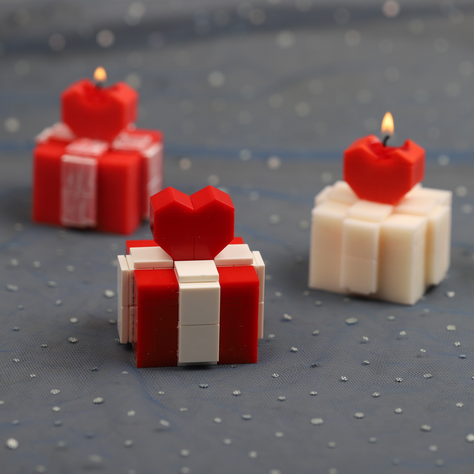 INS Building Blocks Love Heart Gift Box Creative Fondant Cake Baking Mold DIY Aromatherapy Plaster Silicone Mold