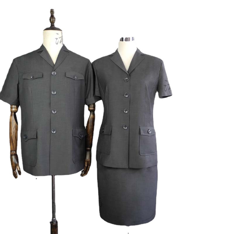 订货法院制服夏季男女工装短袖灰色工作服书记套装员团订现货批发