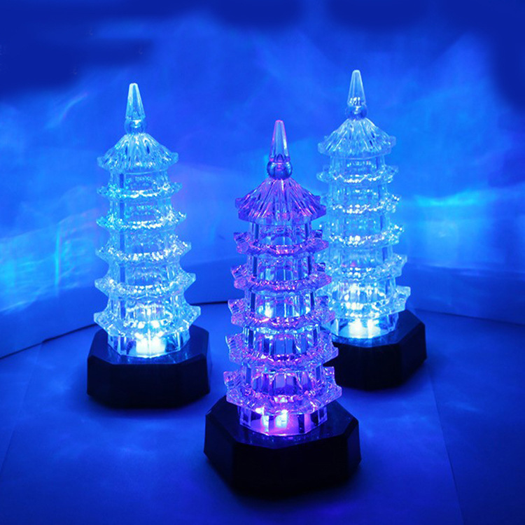 Crystal Exquisite Pagoda Acrylic Luminous Toy Stall Night Market Throw the Circle Small Gift Children‘s Toy Wholesale