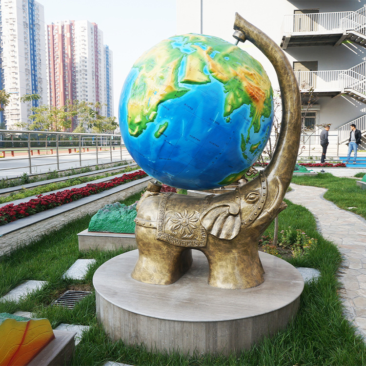 玻璃钢仿真地球仪雕塑学校园林广场学校教学地理园工艺雕塑摆件