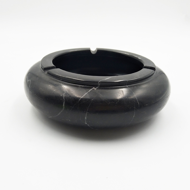 黑白根大理石烟灰缸现代简约客厅烟灰摆件收纳烟灰缸 现货可售