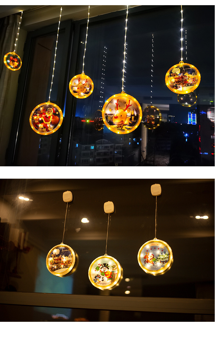 厂家直售跨境新款圣诞彩灯 led灯串彩绘挂灯 房间商店橱窗装饰灯