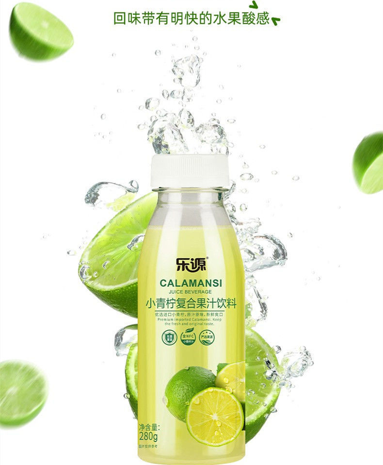 乐源小青柠复合果汁饮料 维生素c饮品 原汁原味280g*9瓶装饮料