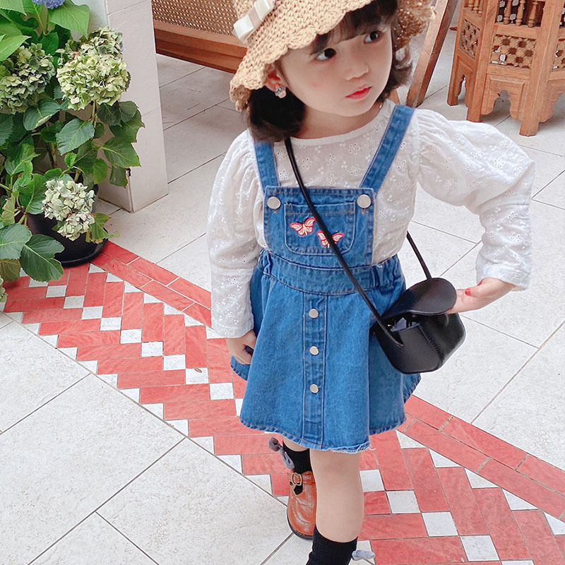 童装女童中小童宝宝2021春季新款潮流牛仔背带裙童装f1011