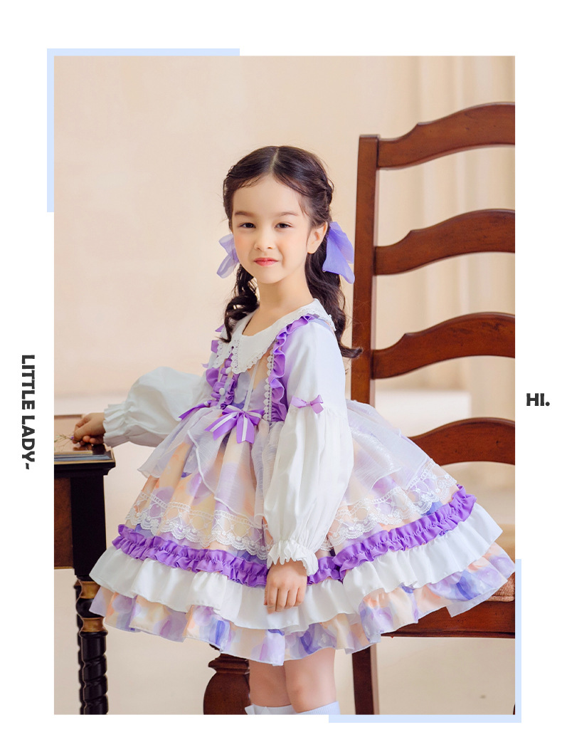枝芽2022春季新款女童装儿童洛丽塔lolita碎花群可爱公主蓬蓬裙