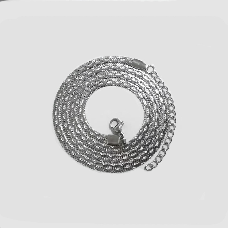 Stainless Steel Batch Flower Blade Necklace Titanium Steel Snake Bone Necklace Simple Women's Clavicle Chain Fashion Flat Snake Chain Jewelry