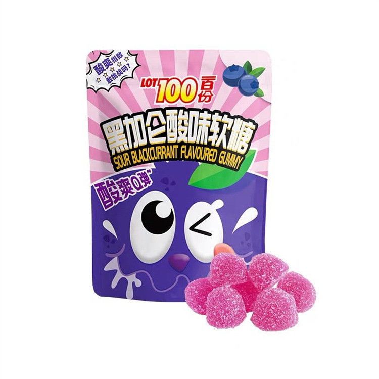 马来西亚 lot100一百份 超酸维c水果味软糖 黑加仑酸味软糖66g
