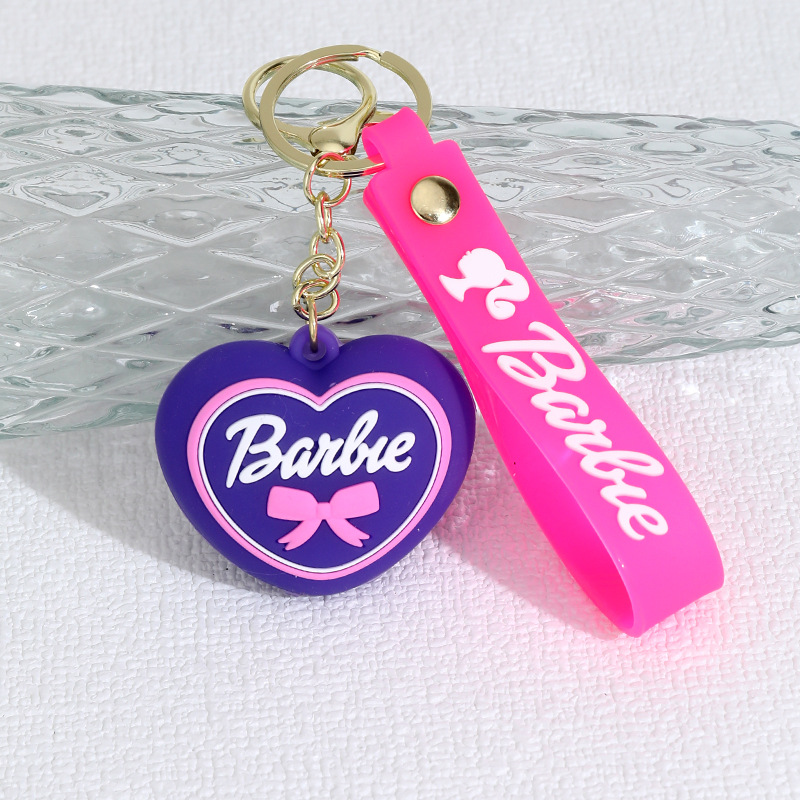 Cartoon Barbie Doll Keychain Pendant Cute Heart Shape Flashing Light Silica Gel Doll Bag Car Small Ornaments Gift