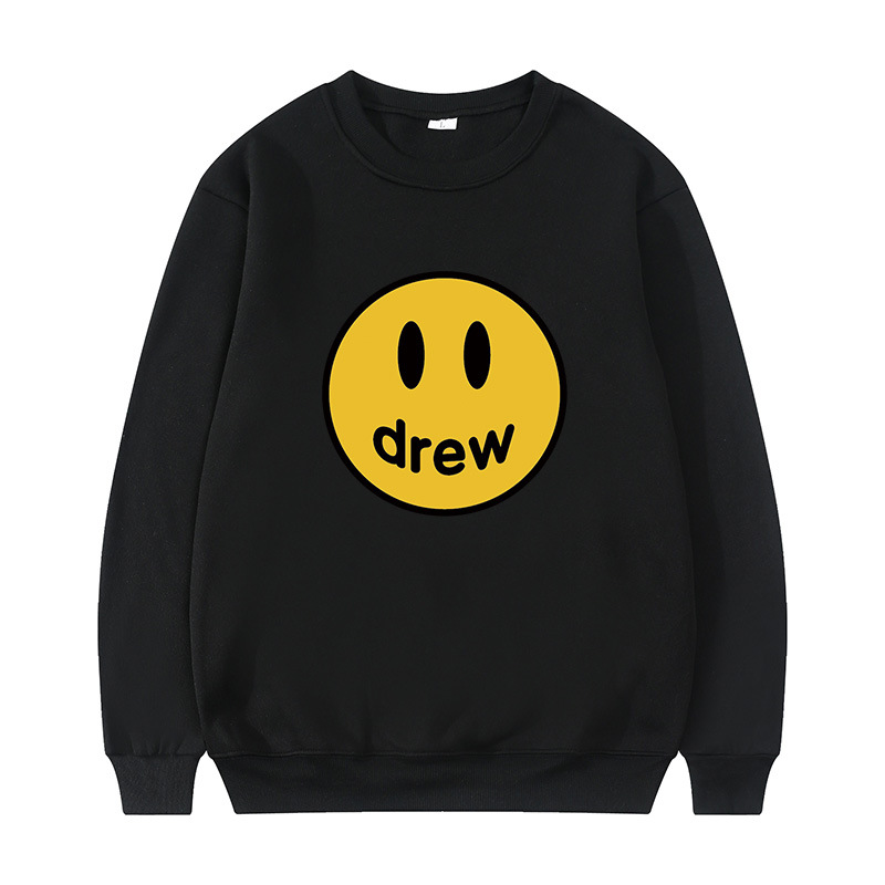 夏季新款 drew笑脸 男女园领卫衣长袖新品男潮款工厂现货一件代发