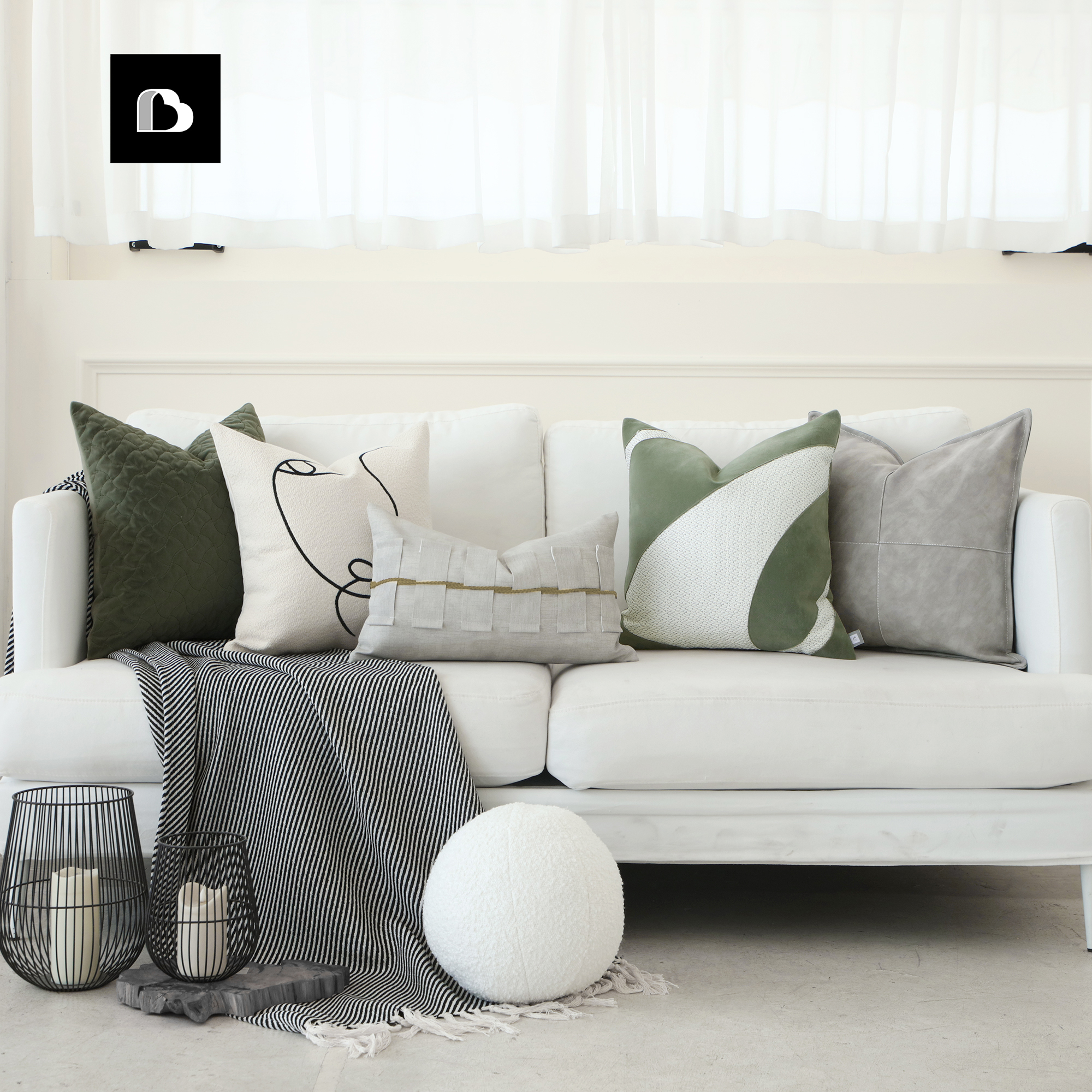 1y绿色科技布刺绣皮抱枕沙发客厅靠枕腰枕飘窗靠背垫床头靠垫