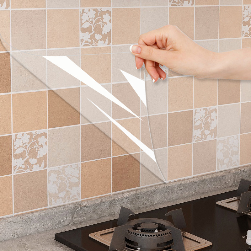 透明厨房防油贴纸耐高温瓷砖墙贴油烟机橱柜灶台防水防油自粘壁纸