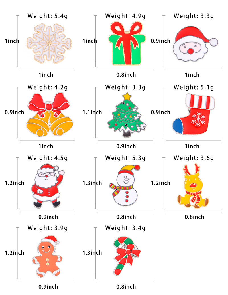 Santa Claus Cute Cartoon Brooch Men and Women Small Jewelry Golden M Badge Clothes Backpack Pin Christmas Medal