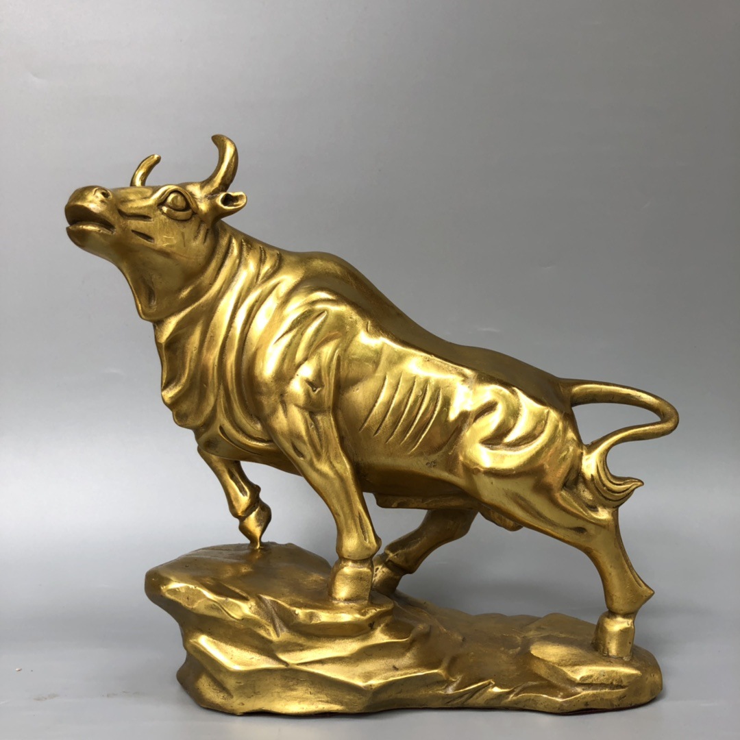 纯铜牛摆件金钱牛生肖牛旺市牛牛转乾坤聚宝盆牛风水装饰礼品