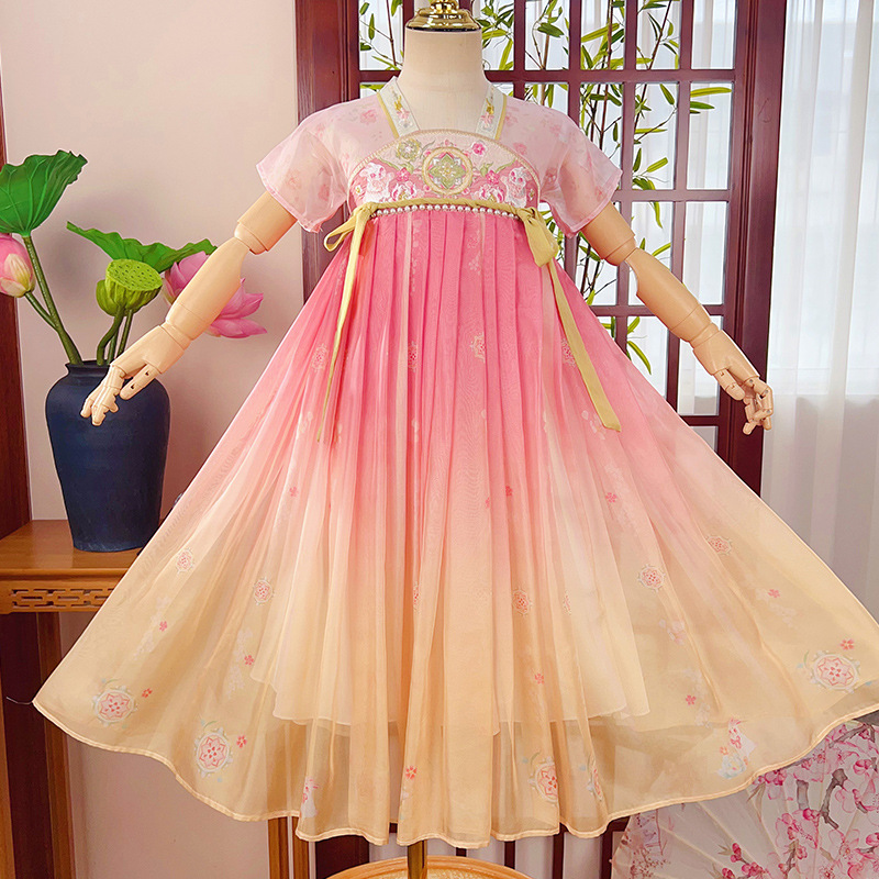 2024新款汉服女童夏季襦裙古装中国风超仙连衣裙儿童古风唐装夏款