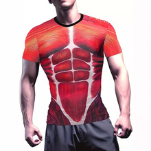 男子运动健身3D男装短袖T恤 高弹紧身款