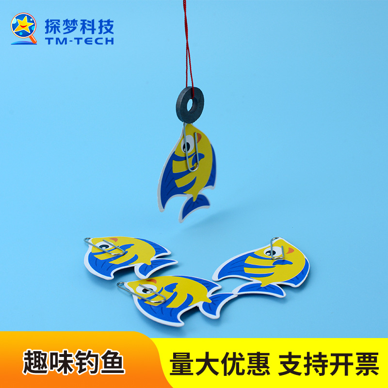 自制手工磁铁趣味钓鱼科学实验科技小制作幼儿园大班小学生玩具