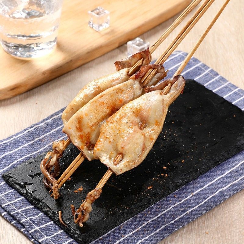 大鱿鱼整只冷冻20支 铁板烧烤鱿鱼小串爆头生鱿鱼冰冻半成品整条