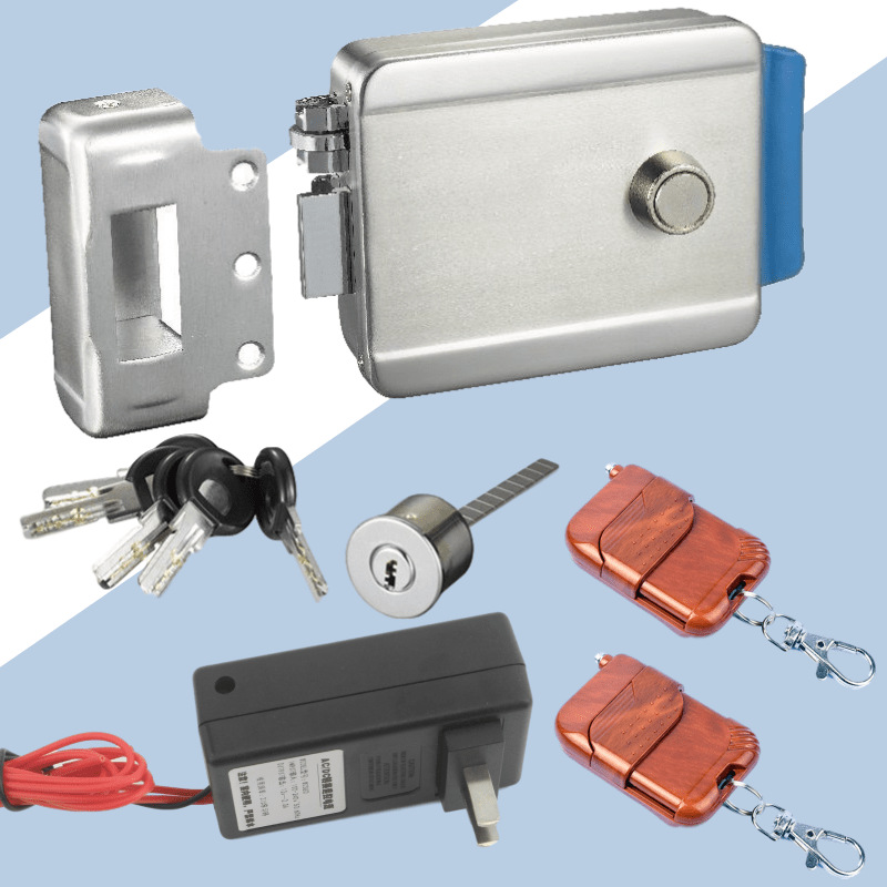 304#不锈钢电控锁带遥控 无线远程开锁 大门木门铁门不锈钢门锁