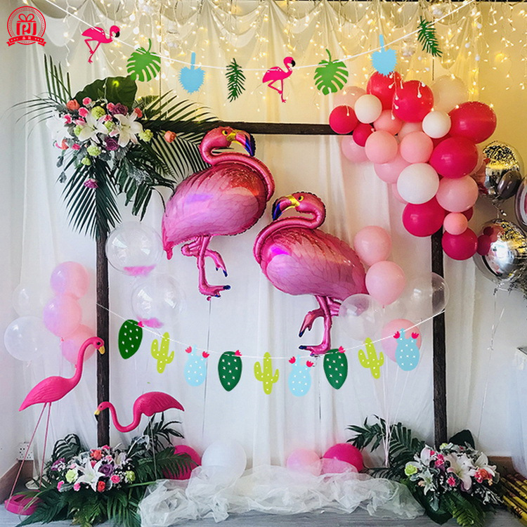 Factory New Nordic Style Party Decoration Hanging Flag Flamingo Pineapple Cactus Birthday Wedding Scene Layout