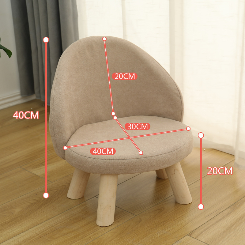 Stool Household Living Room Bench Wooden Low Stool Cute Creative Small Chair Soft Padded Stool Backrest