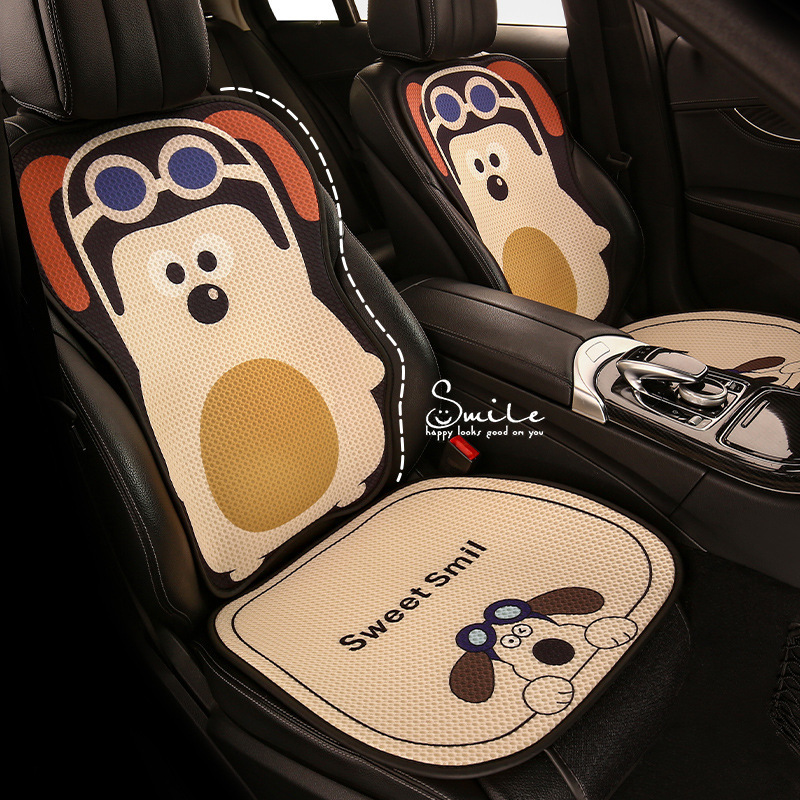 Four Seasons Universal Car Cushion Cute Dog Seat Cushion Ladies Cartoon Seat Cover Internet Celebrity Car Half Pack Seat Cushion