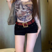 美式辣妹y2k铆钉牛仔超短裤女夏季小个子低腰修身性感包臀热裤子
