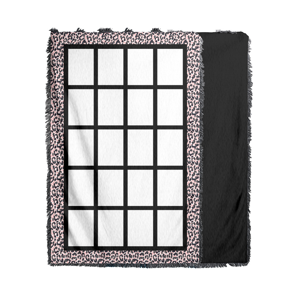 Office Sofas Nap Blanket Rectangular Pink Leopard Print 150G Crystal Velvet Band Lace Blanket Blanket